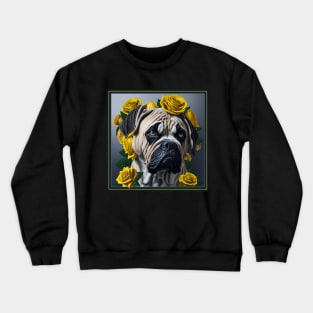 Boston Terrier yellow roses Crewneck Sweatshirt